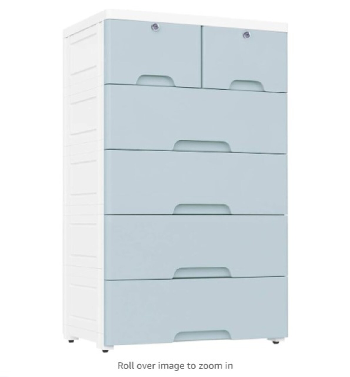 Dresser with Plastic Drawers, Storage Cabinet with 6 Drawers, Closet Drawers Tall Clothes Organizer,Playroom,Bedroom Furniture,Blue-Grey